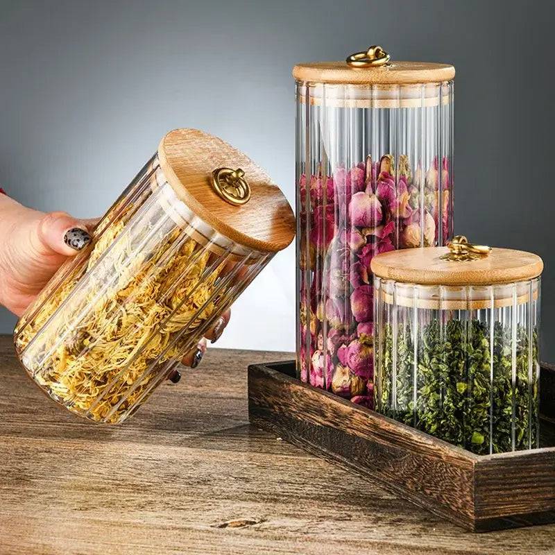 Glass Food Jar with Sealed Bamboo Lid
