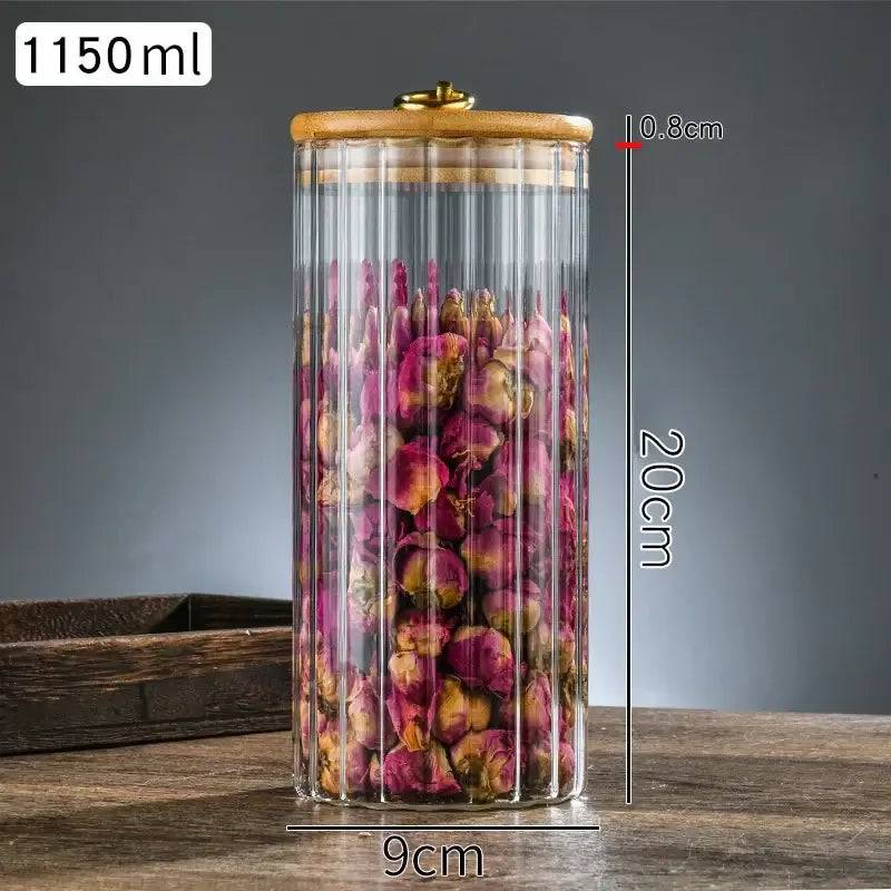 Glass Food Jar with Sealed Bamboo Lid