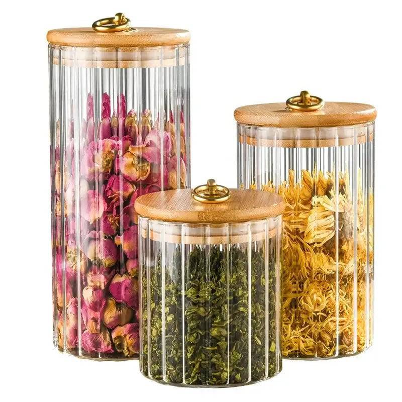 Glass Food Jar with Sealed Bamboo Lid