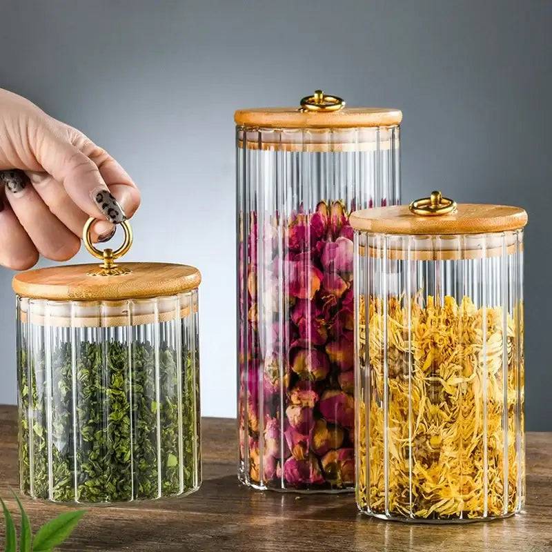 Glass Food Jar with Sealed Bamboo Lid