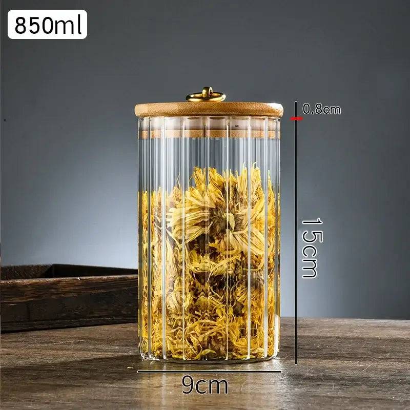 Glass Food Jar with Sealed Bamboo Lid