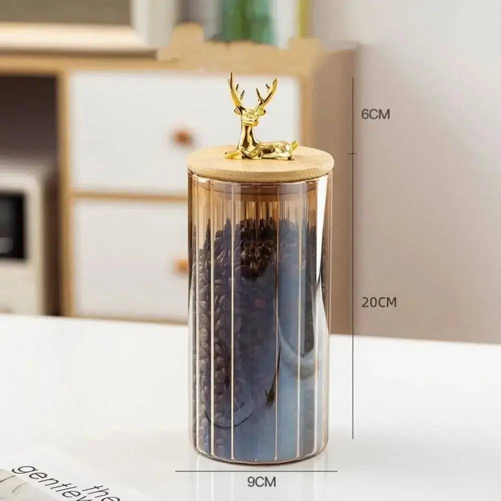 Deer Wood Lid Sealed Glass Jar