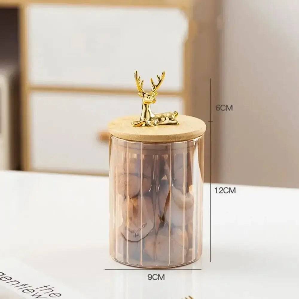 Deer Wood Lid Sealed Glass Jar