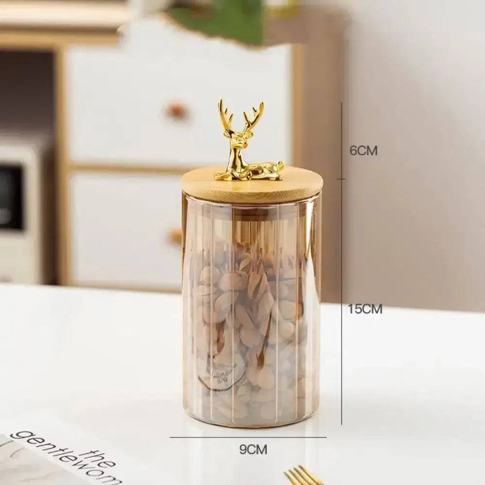 Deer Wood Lid Sealed Glass Jar