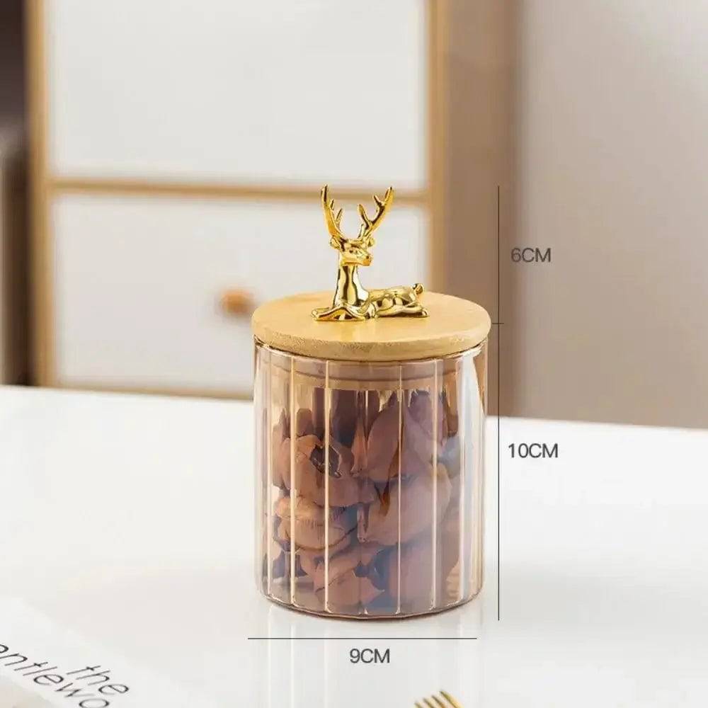 Deer Wood Lid Sealed Glass Jar