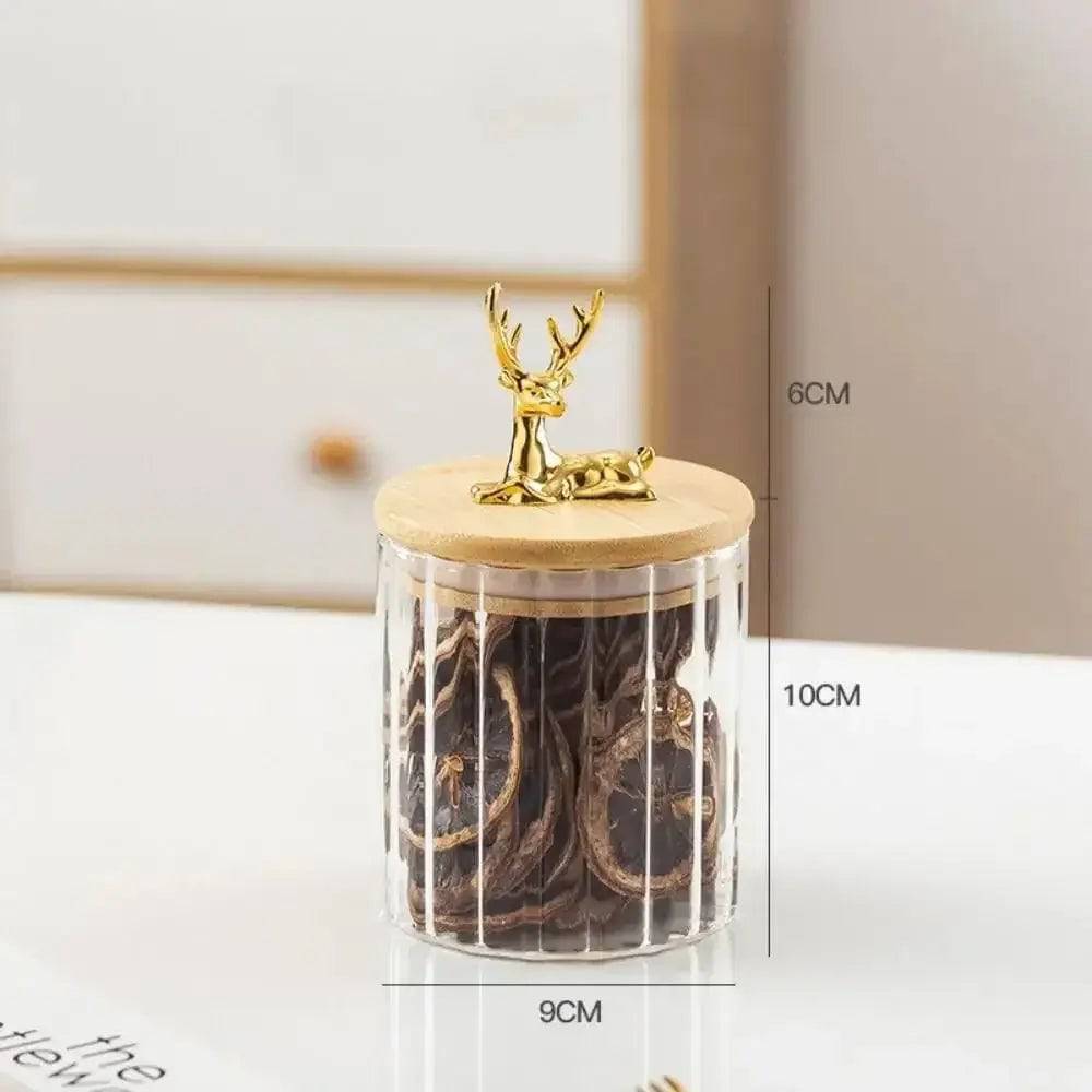 Deer Wood Lid Sealed Glass Jar