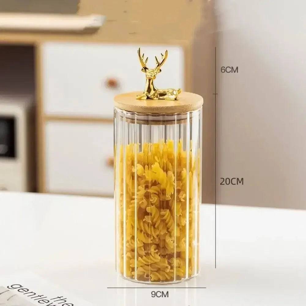 Deer Wood Lid Sealed Glass Jar