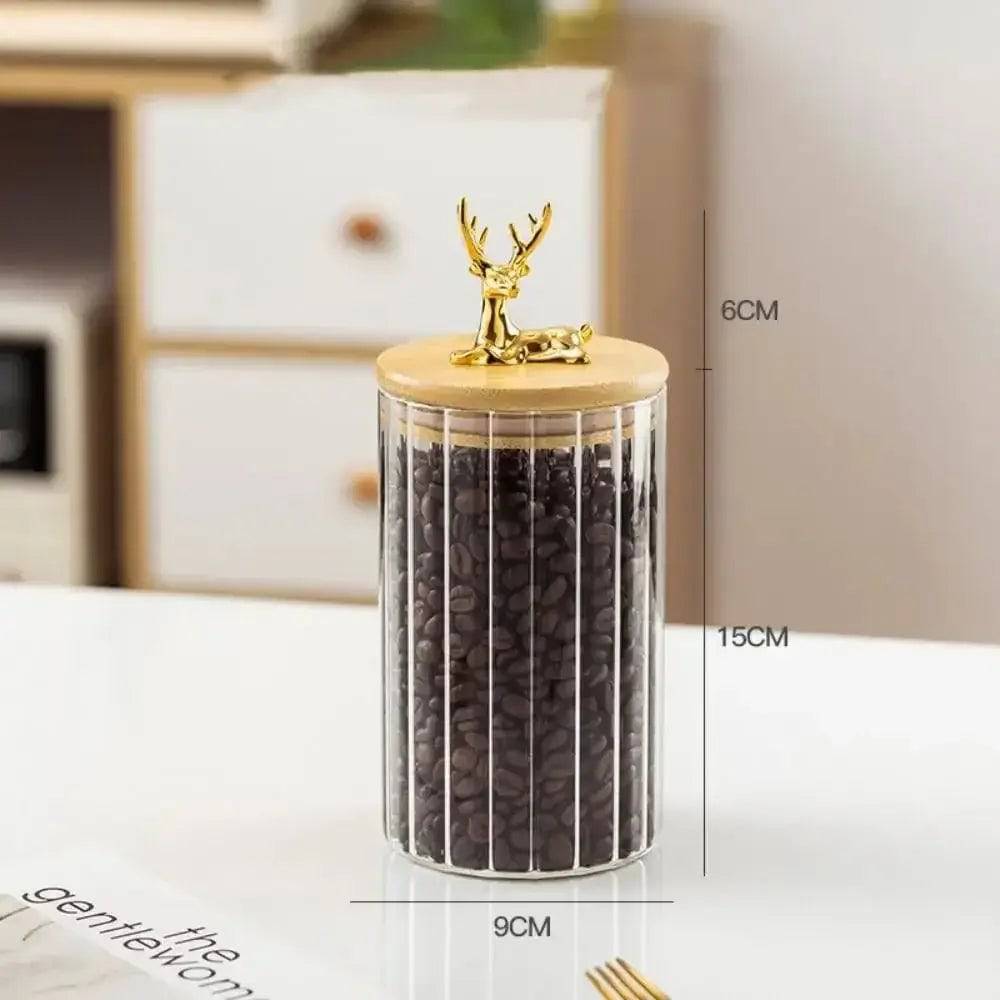 Deer Wood Lid Sealed Glass Jar