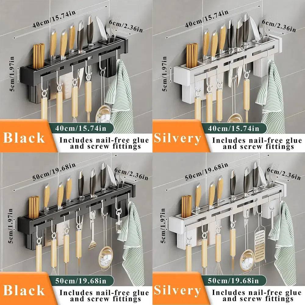 Stainless Steel Wall-Mounted Kitchen Knife Storage Rack