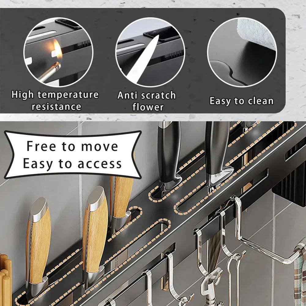 Stainless Steel Wall-Mounted Kitchen Knife Storage Rack