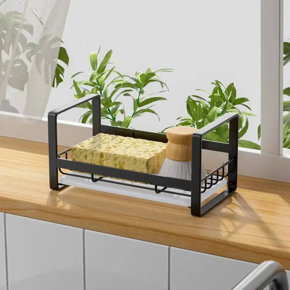 Sink Sponge Holder Rack with Stainless Steel Storage