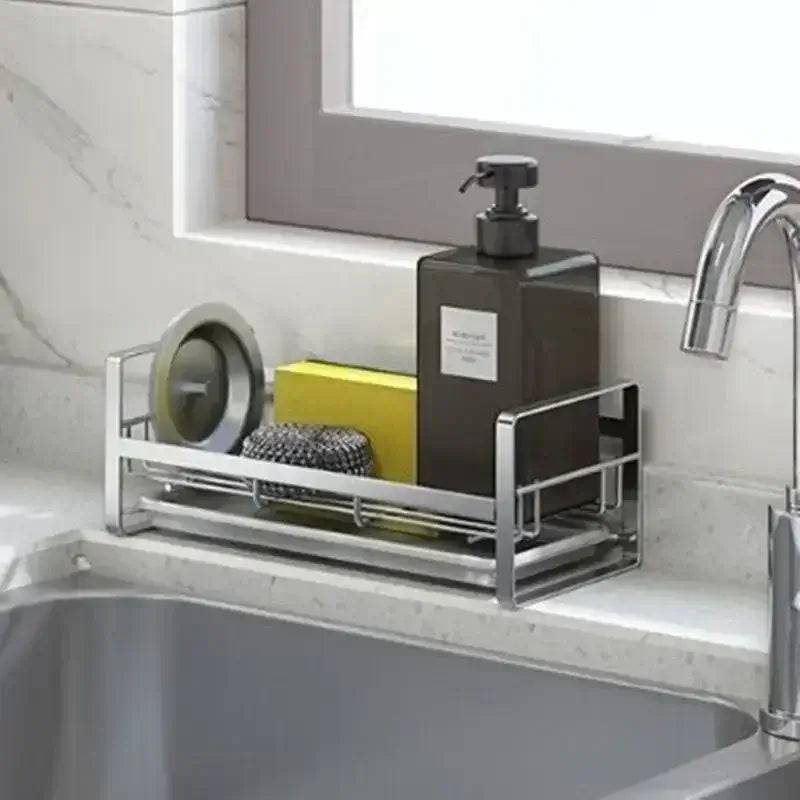Sink Sponge Holder Rack with Stainless Steel Storage