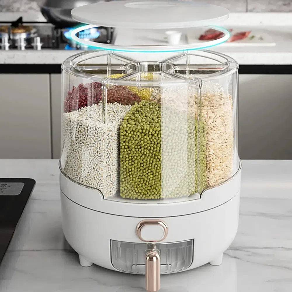 360° Rotating Grain Dispenser Kitchen Storage Container