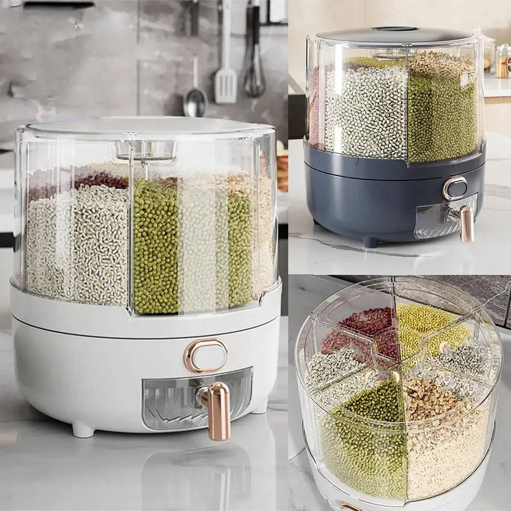 360° Rotating Grain Dispenser Kitchen Storage Container