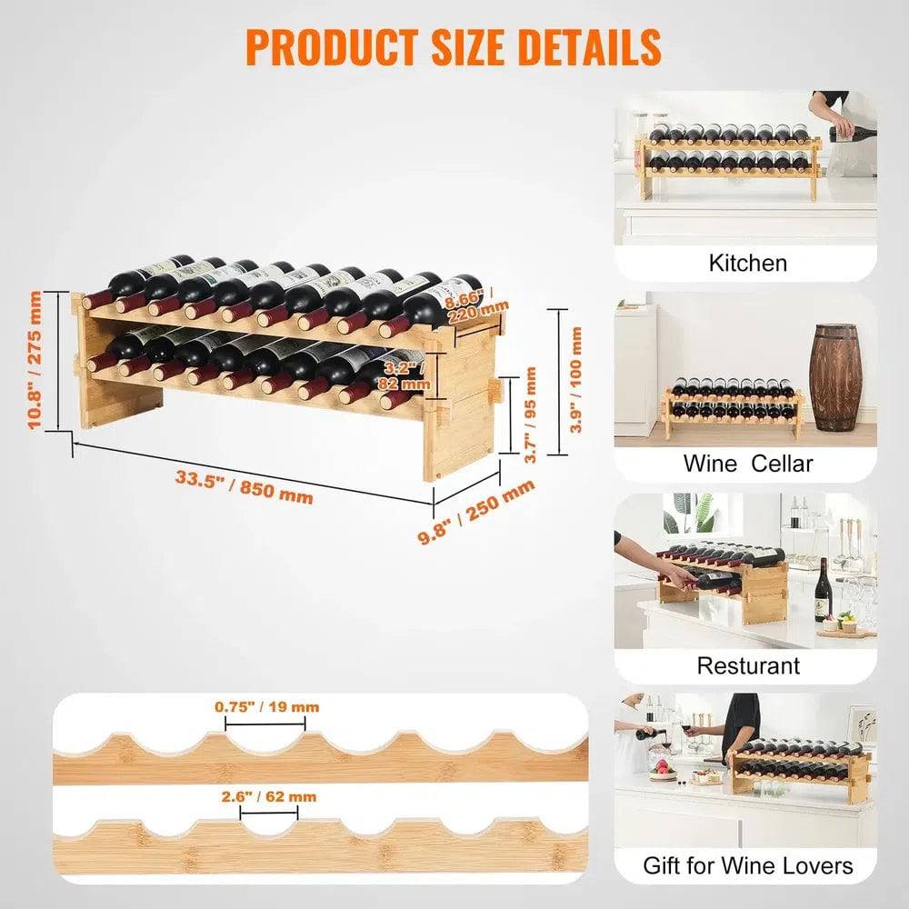 18-Bottle Stackable Modular Wine Rack