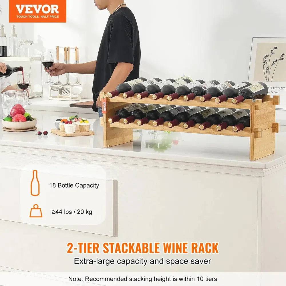 18-Bottle Stackable Modular Wine Rack