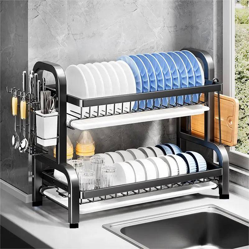 Compact 2-Tier Dish Drying Rack