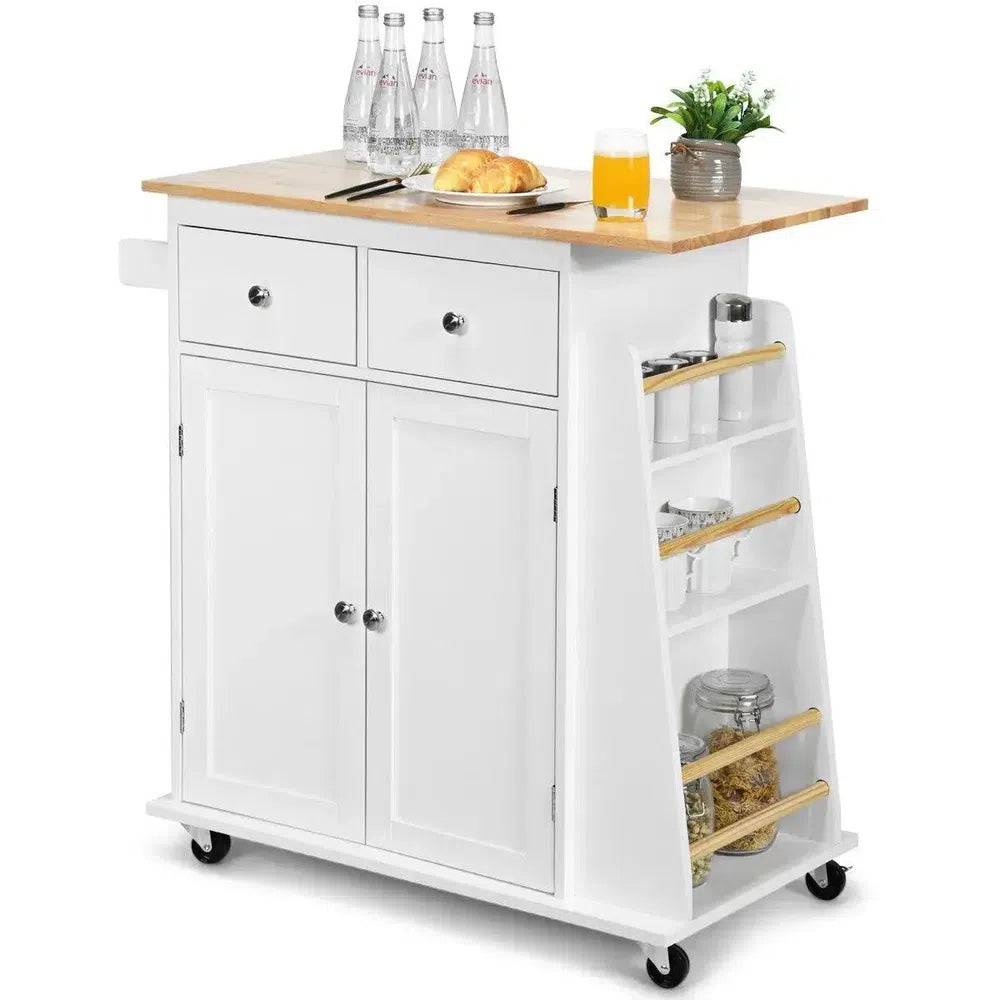 Kitchen Island Rolling Storage Cabinet Trolley Cart