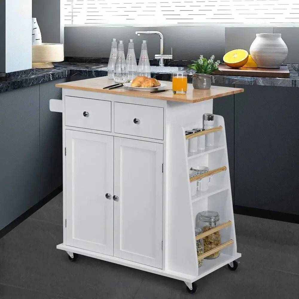 Kitchen Island Rolling Storage Cabinet Trolley Cart