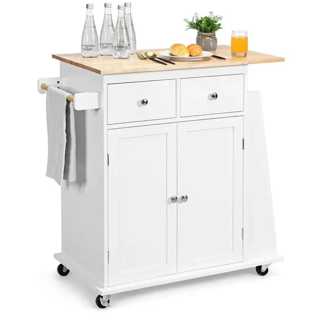 Kitchen Island Rolling Storage Cabinet Trolley Cart