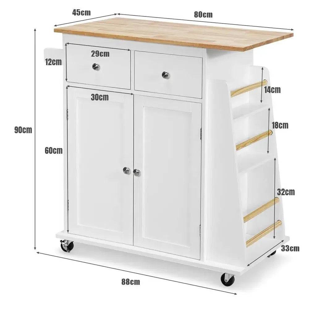 Kitchen Island Rolling Storage Cabinet Trolley Cart