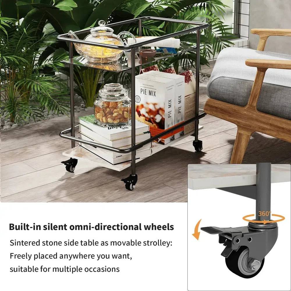 Metal Glass Drinks Trolley Cart with Storage