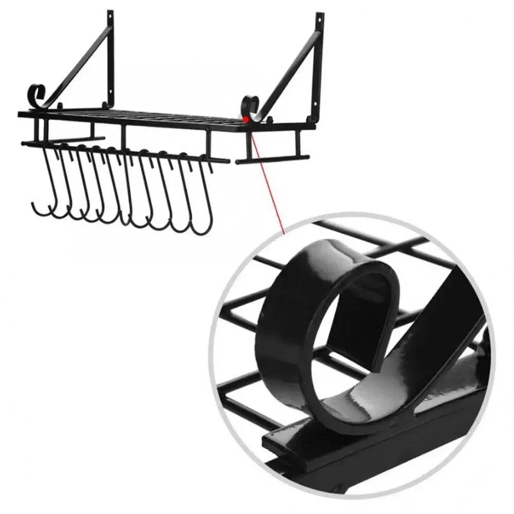 Metal Kitchen Pot Rack with Hooks