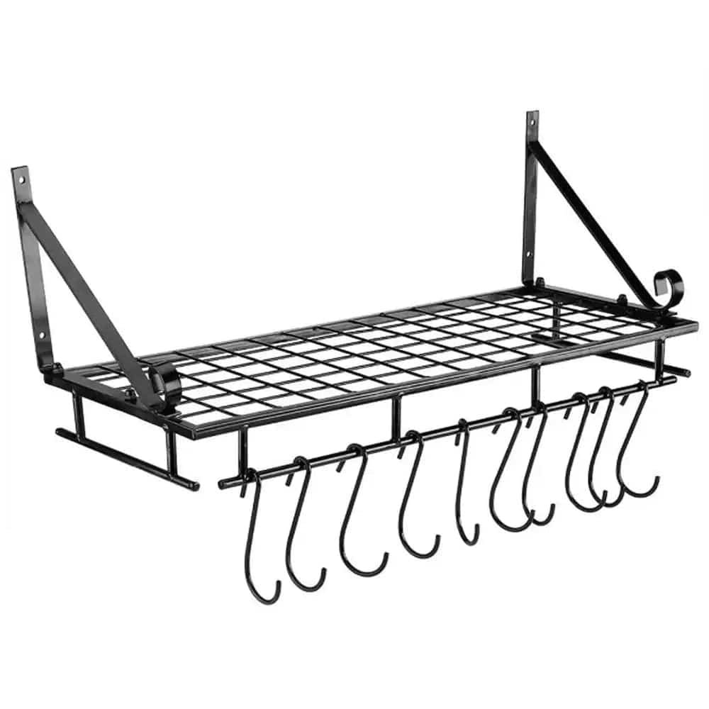 Metal Kitchen Pot Rack with Hooks