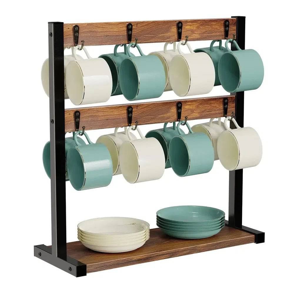 Rustic 2-Tier Coffee Mug Holder