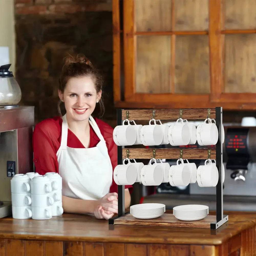 Rustic 2-Tier Coffee Mug Holder