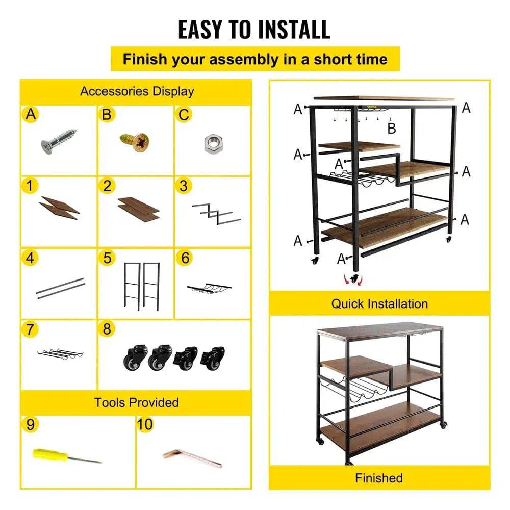 Rustic Oak & Iron Bar Cart