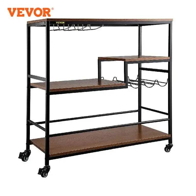 Rustic Oak & Iron Bar Cart