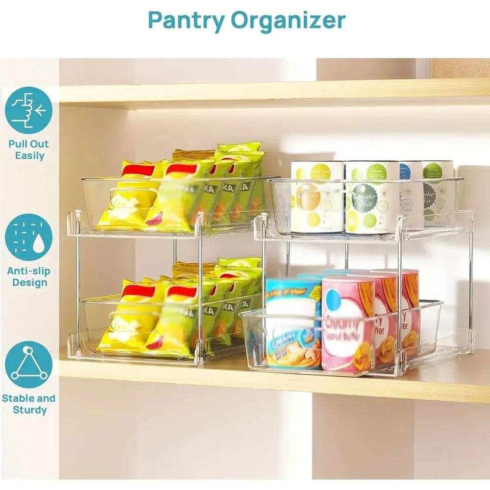 Sliding Two-Tier Under Sink Storage Rack