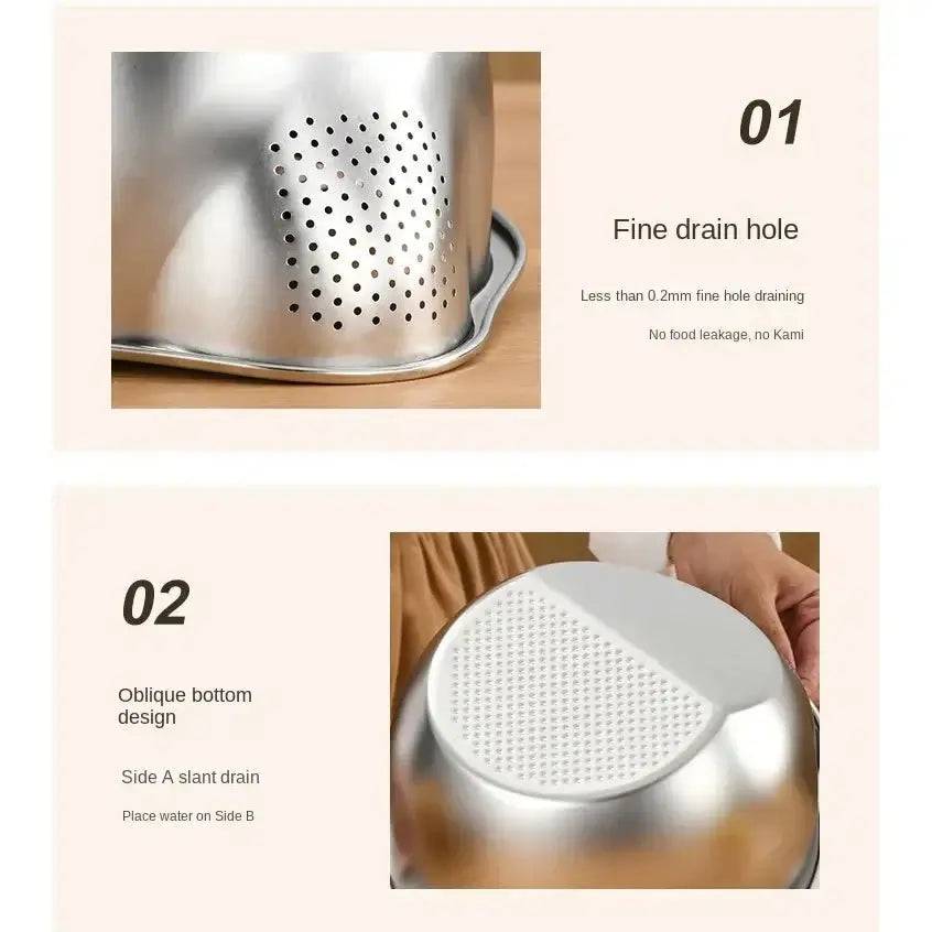 Stainless Steel Rice Washer Strainer Bowl