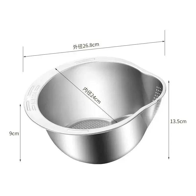 Stainless Steel Rice Washer Strainer Bowl