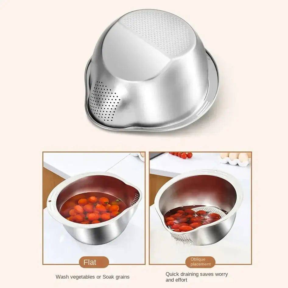 Stainless Steel Rice Washer Strainer Bowl