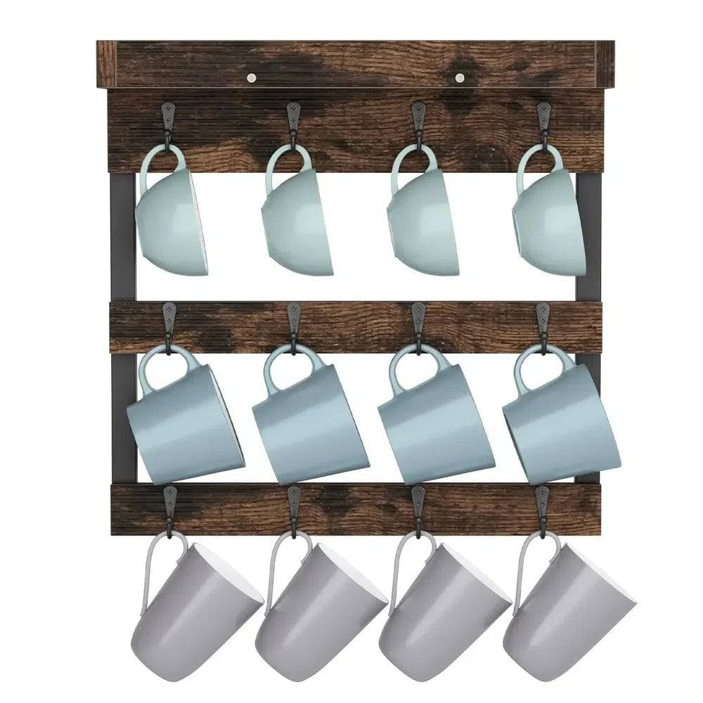 Wall Mounted Coffee Mug Holder with Shelf