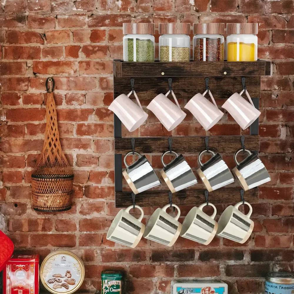 Wall Mounted Coffee Mug Holder with Shelf