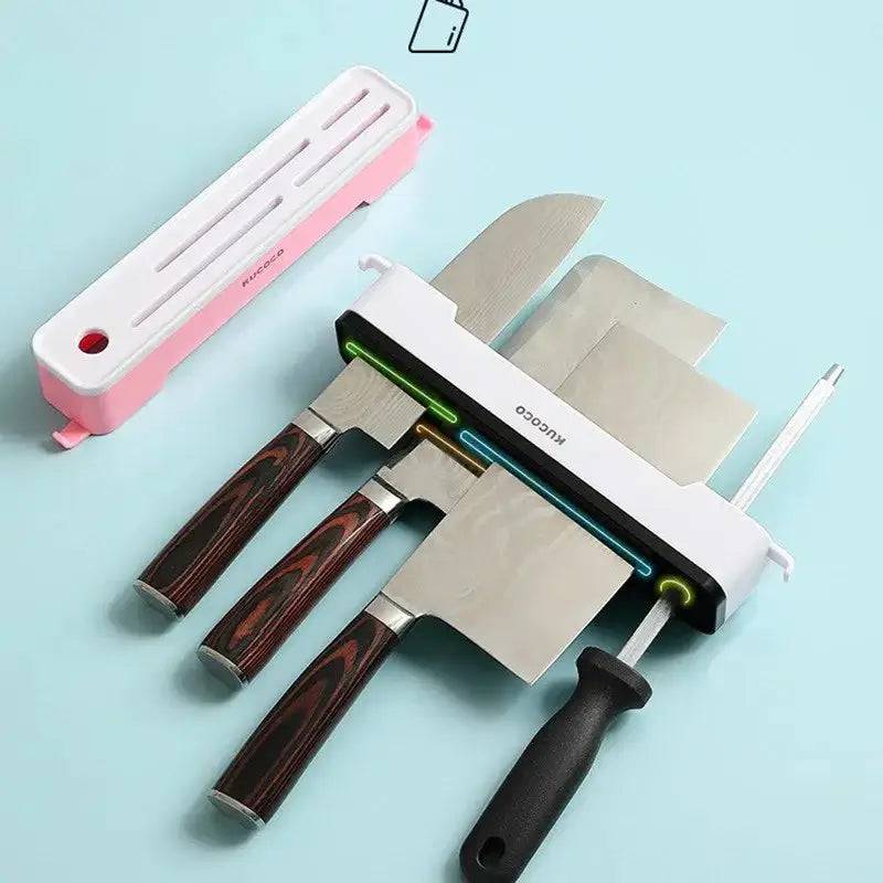 Wall-Mounted Kitchen Knife Holder & Multi-Functional Storage Rack
