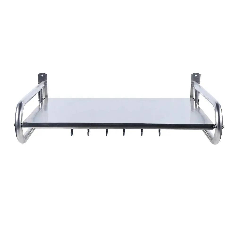 Wall-Mounted Microwave Oven Shelf with Hooks