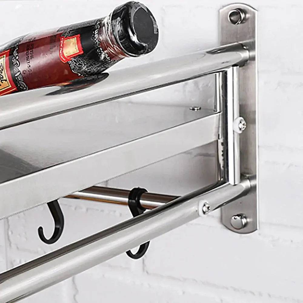 Wall-Mounted Microwave Oven Shelf with Hooks
