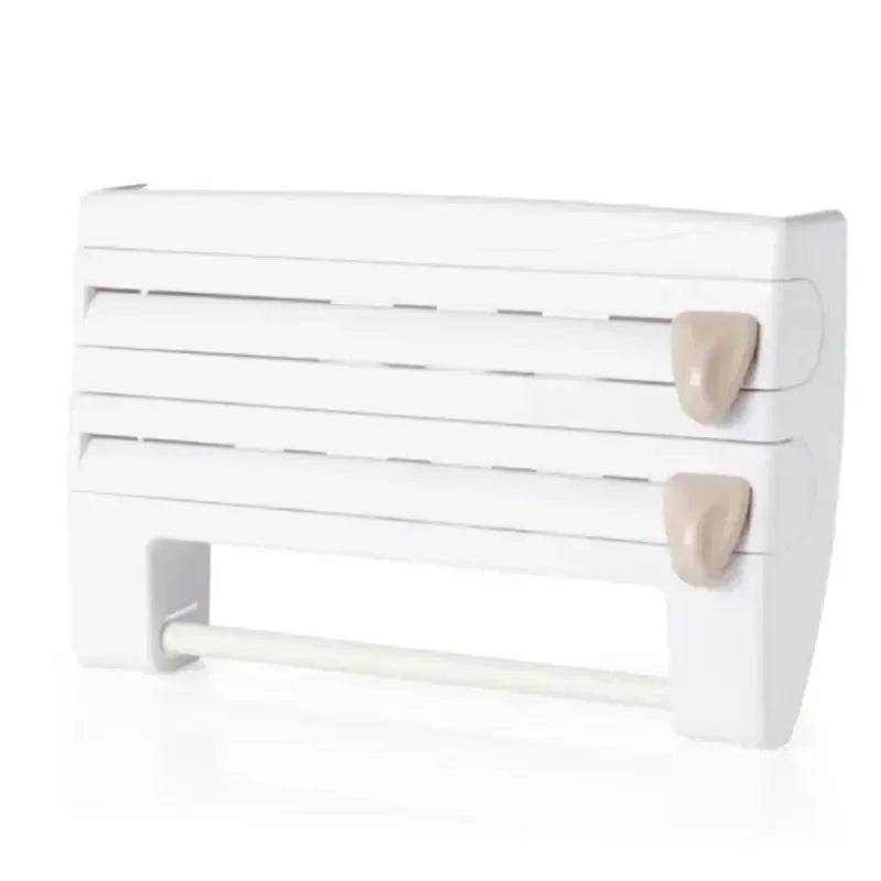 4-in-1 Wall-Mounted Cling Film Cutter & Paper Towel Holder