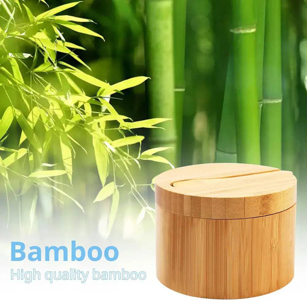 Bamboo Salt Container with Swivel Magnetic Lid and Spoon