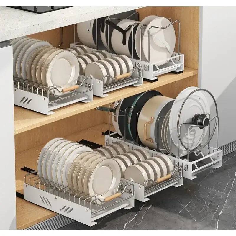 Pull-Out Kitchen Storage Dish Rack