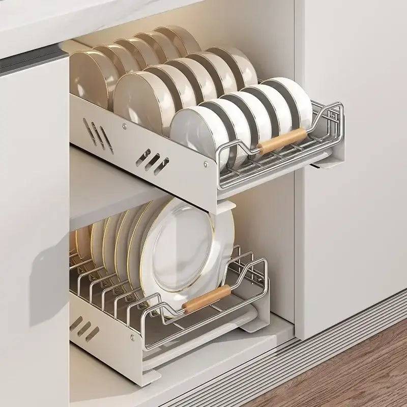 Pull-Out Kitchen Storage Dish Rack