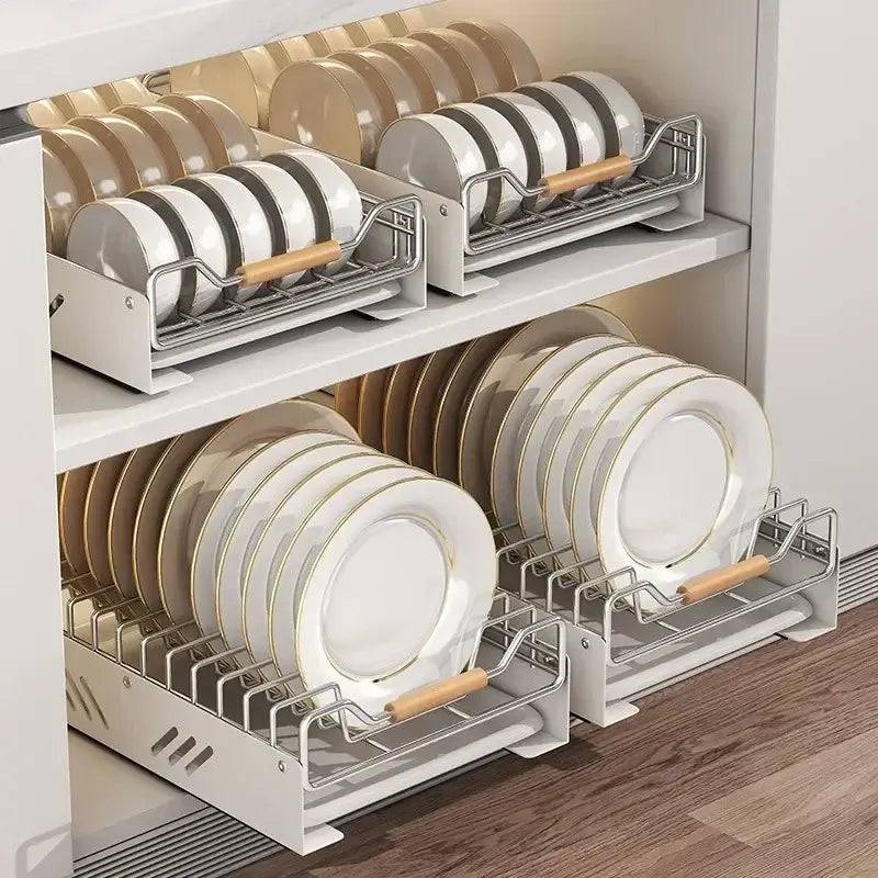 Pull-Out Kitchen Storage Dish Rack