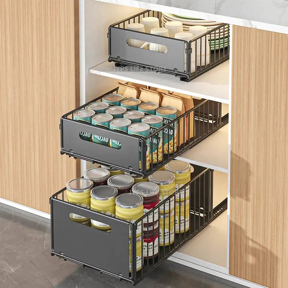 Kitchen Pull-Out Storage Rack & Spice Organiser