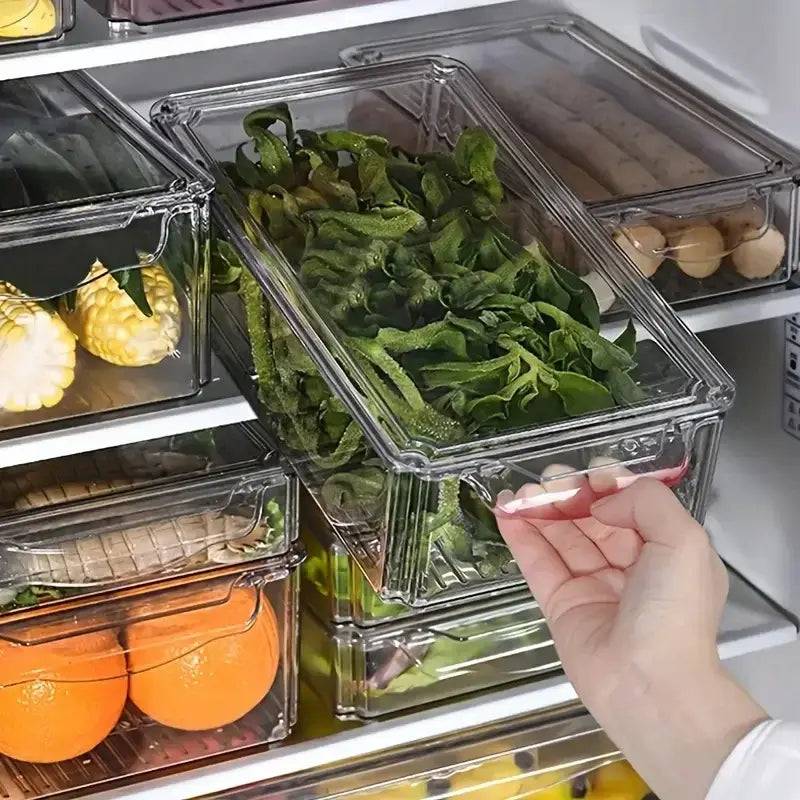Stackable Fridge Organiser Bins with Lids