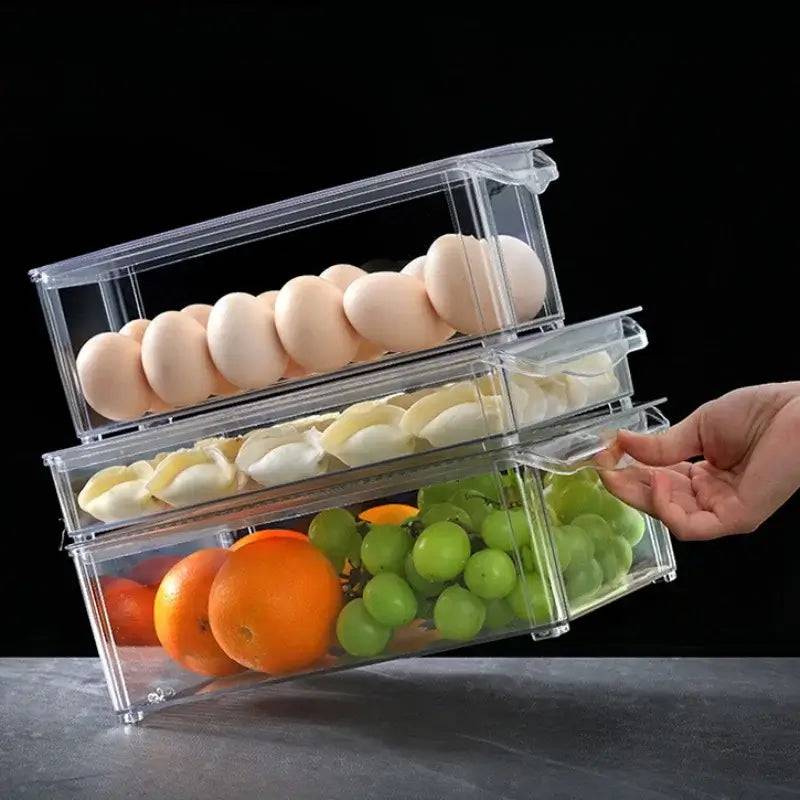 Stackable Fridge Organiser Bins with Lids
