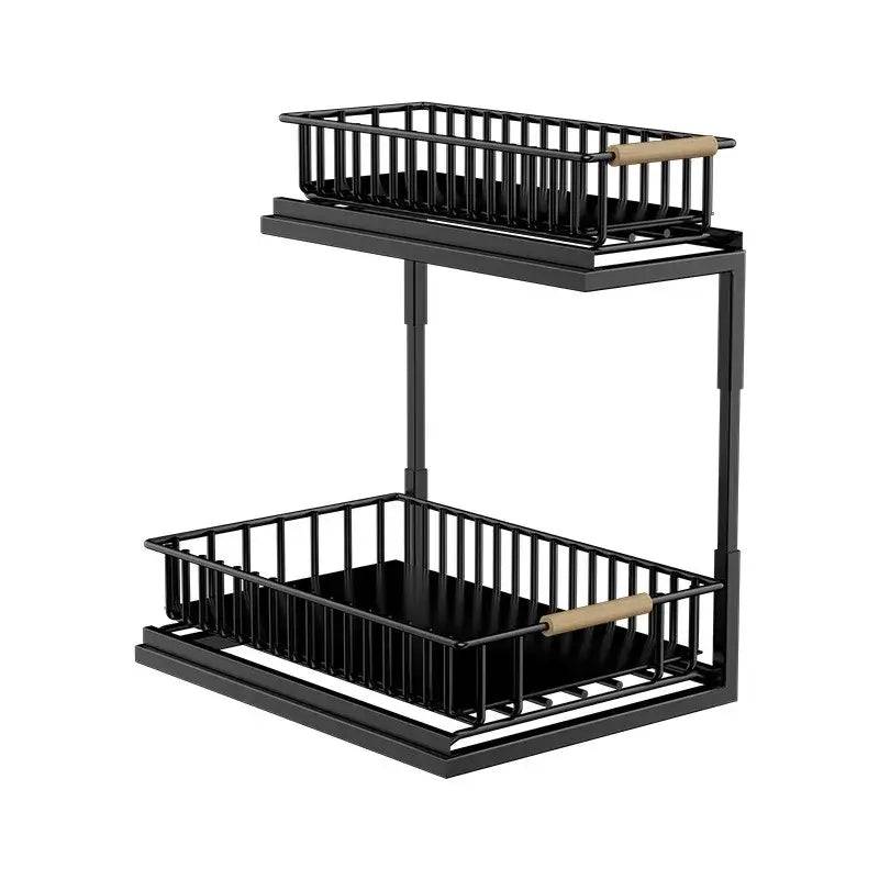 2-Tier Slide-Out Kitchen Storage Rack and Spice Organiser